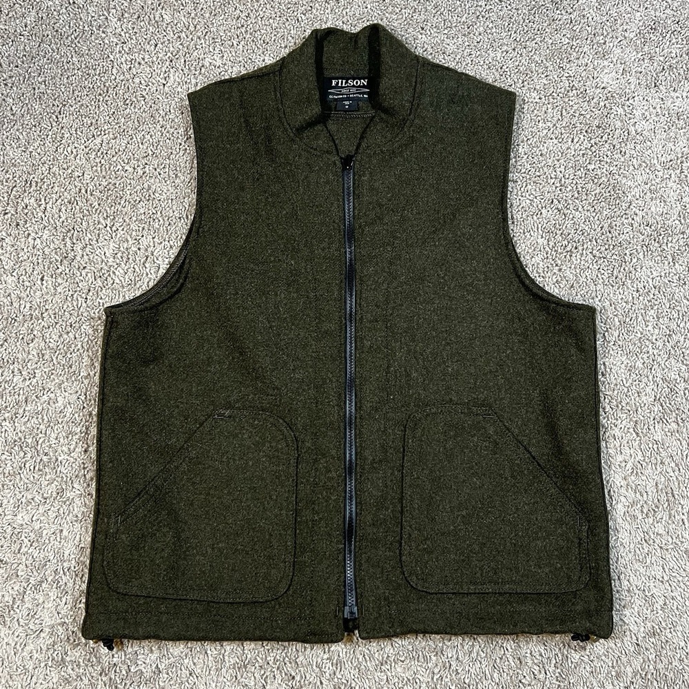 Filson Mackinaw Wool Vest Liner M Forest Green Breathable Pockets Made In USA